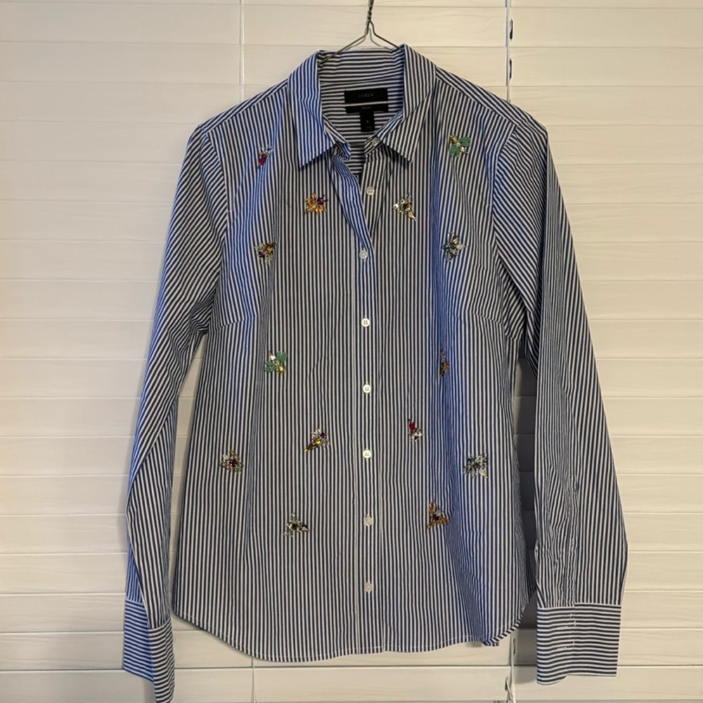 J Crew perfect shirt insect embellished.